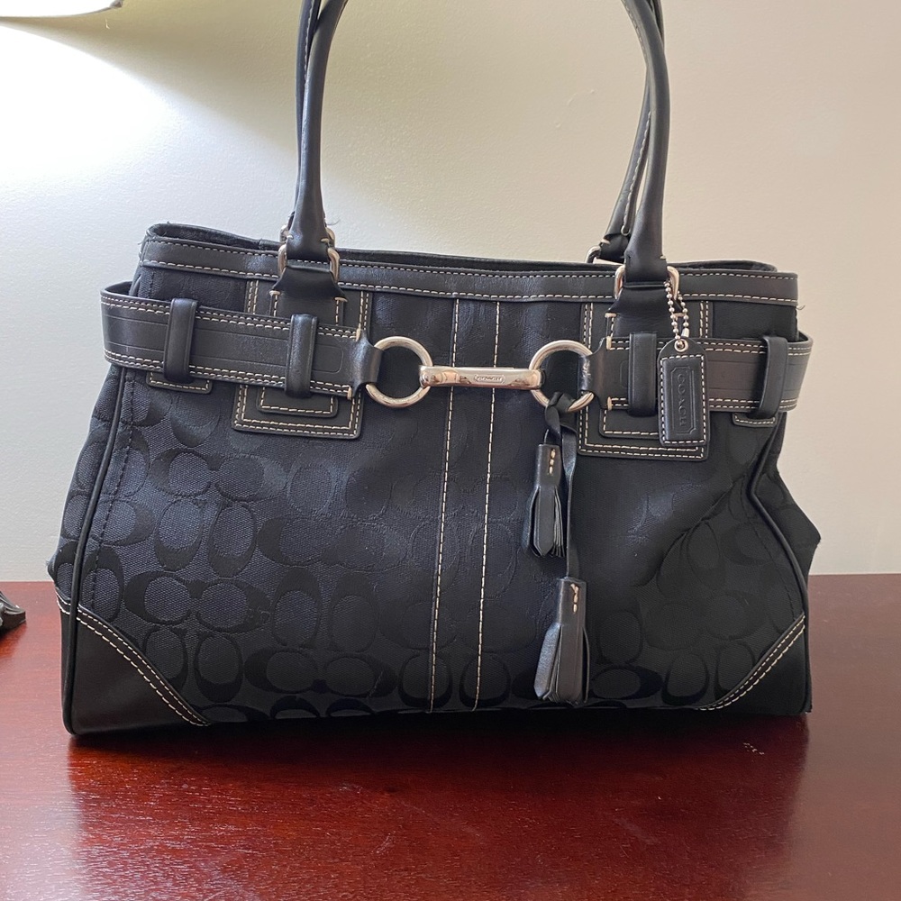 Coach Canvas Large Monogram Shoulder Bag
